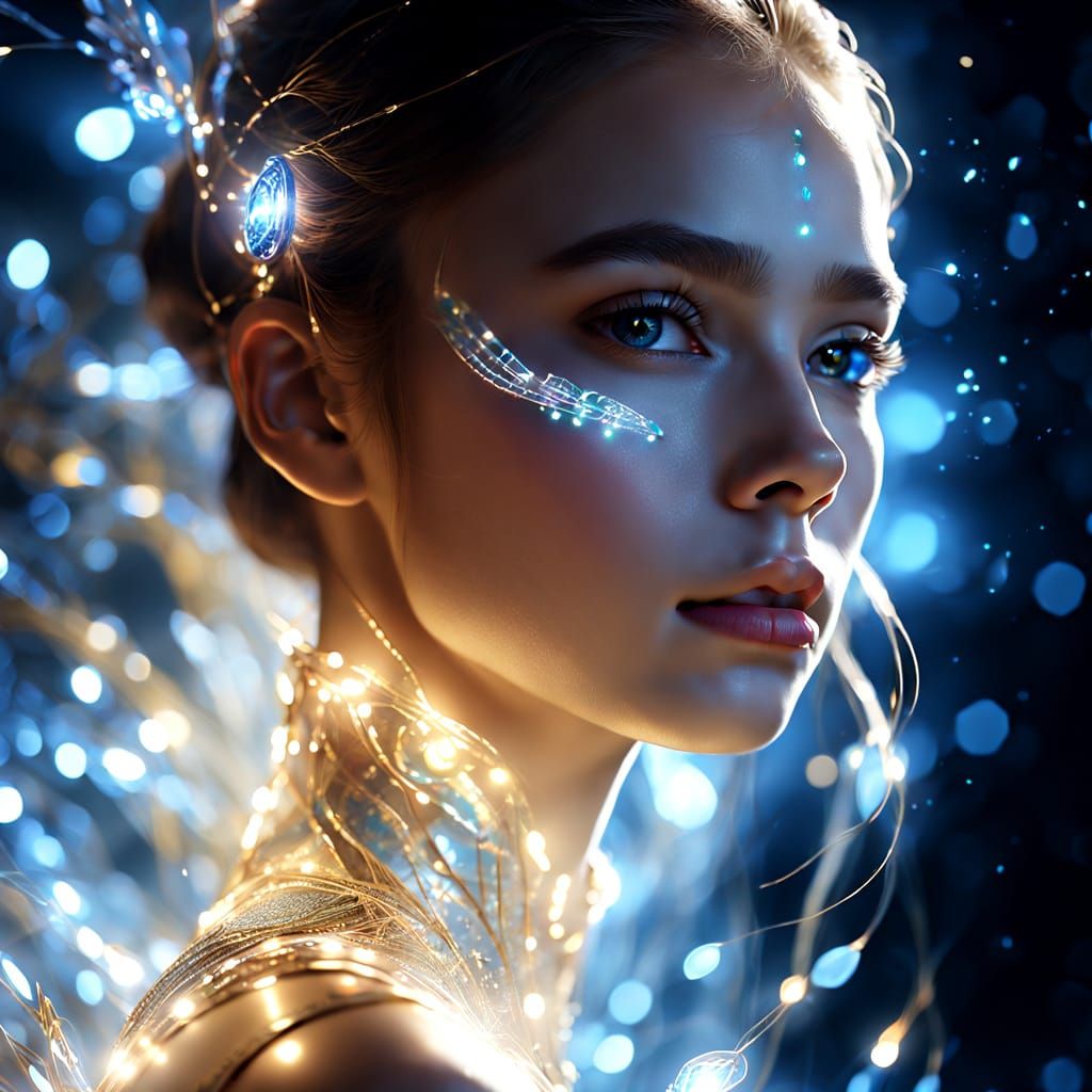 Mystical Woman Portrait: Pearlescent Shimmer, Visionary Art ...