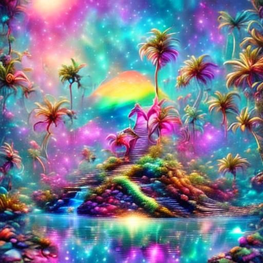 Kawaii Girl in Tropical Watercolor Paradise