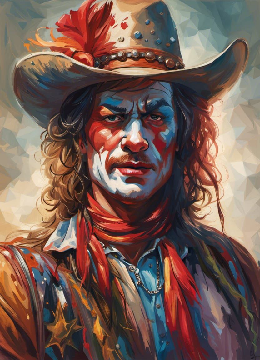 Boho Rodeo Clown Portrait in Detailed Comic Art Style