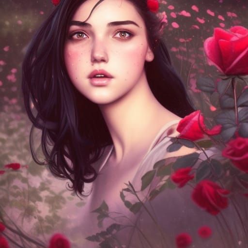 Rose Field Portrait in Hyperdetailed Style