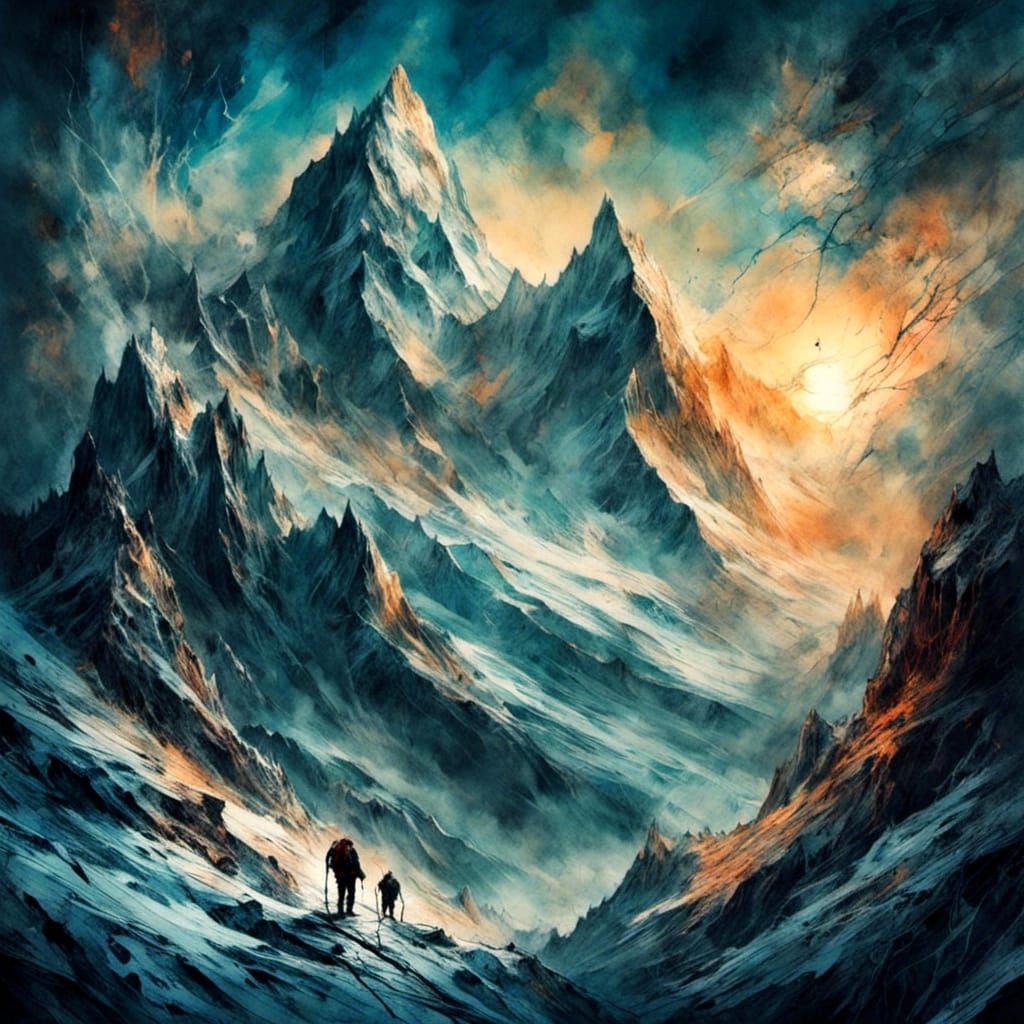 Comic Book Art: Everest Expedition in Impasto