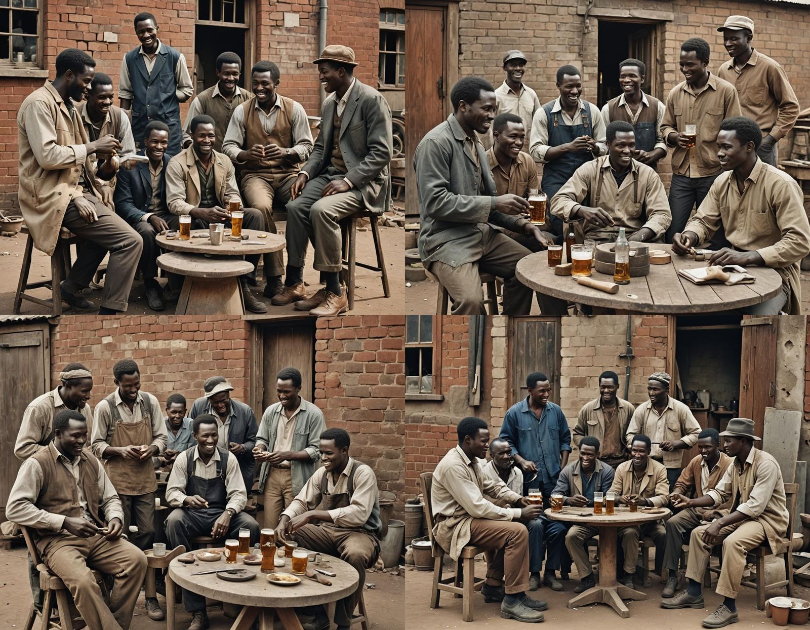 African Tradesmen Relaxing After Work
