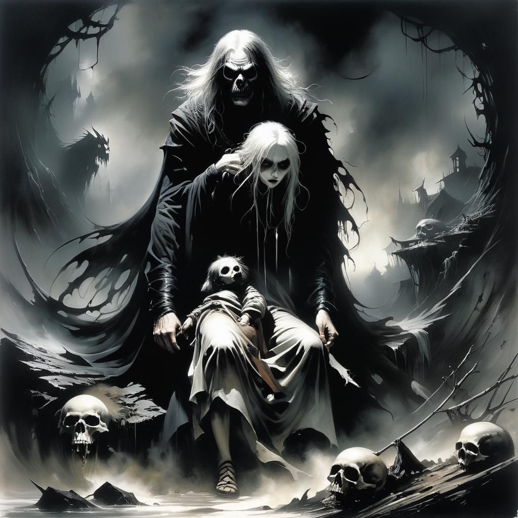 Grimdark Scene in Comic Horror Style