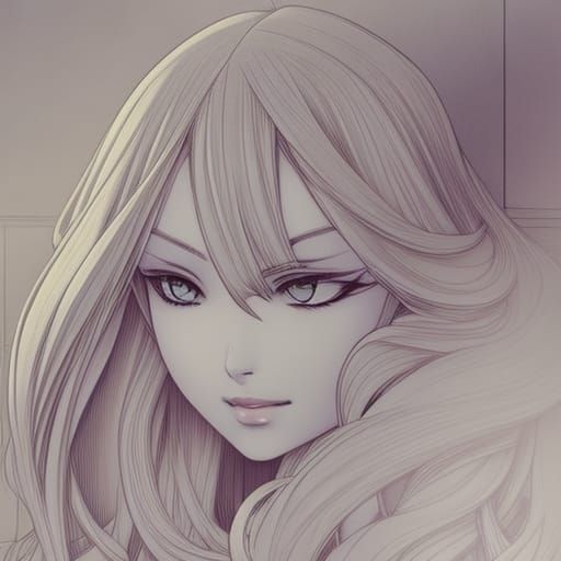 Mischievous Schoolgirl in Study: Complex Ink Sketch Illustra...