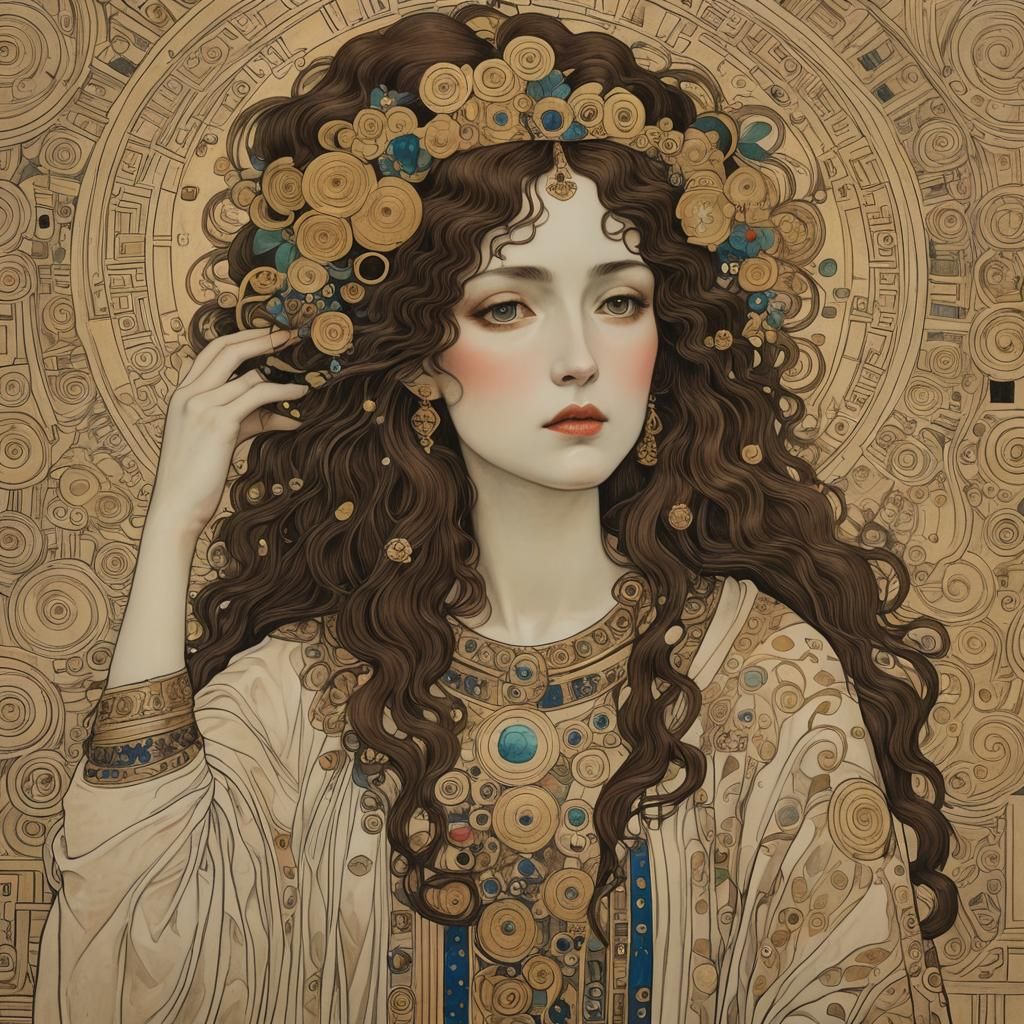 Detailed Drawing in Klimt Style