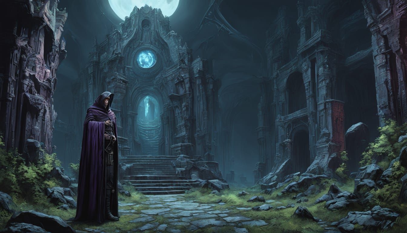 Mysterious Tiefling Woman at Dark Fantasy Portal