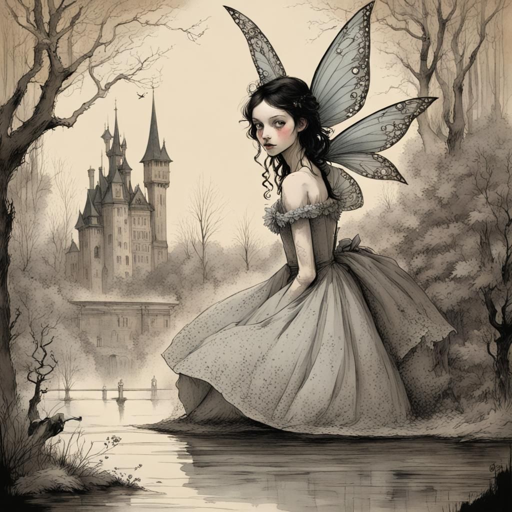 Fairy Tale Scene Emerging from a Book