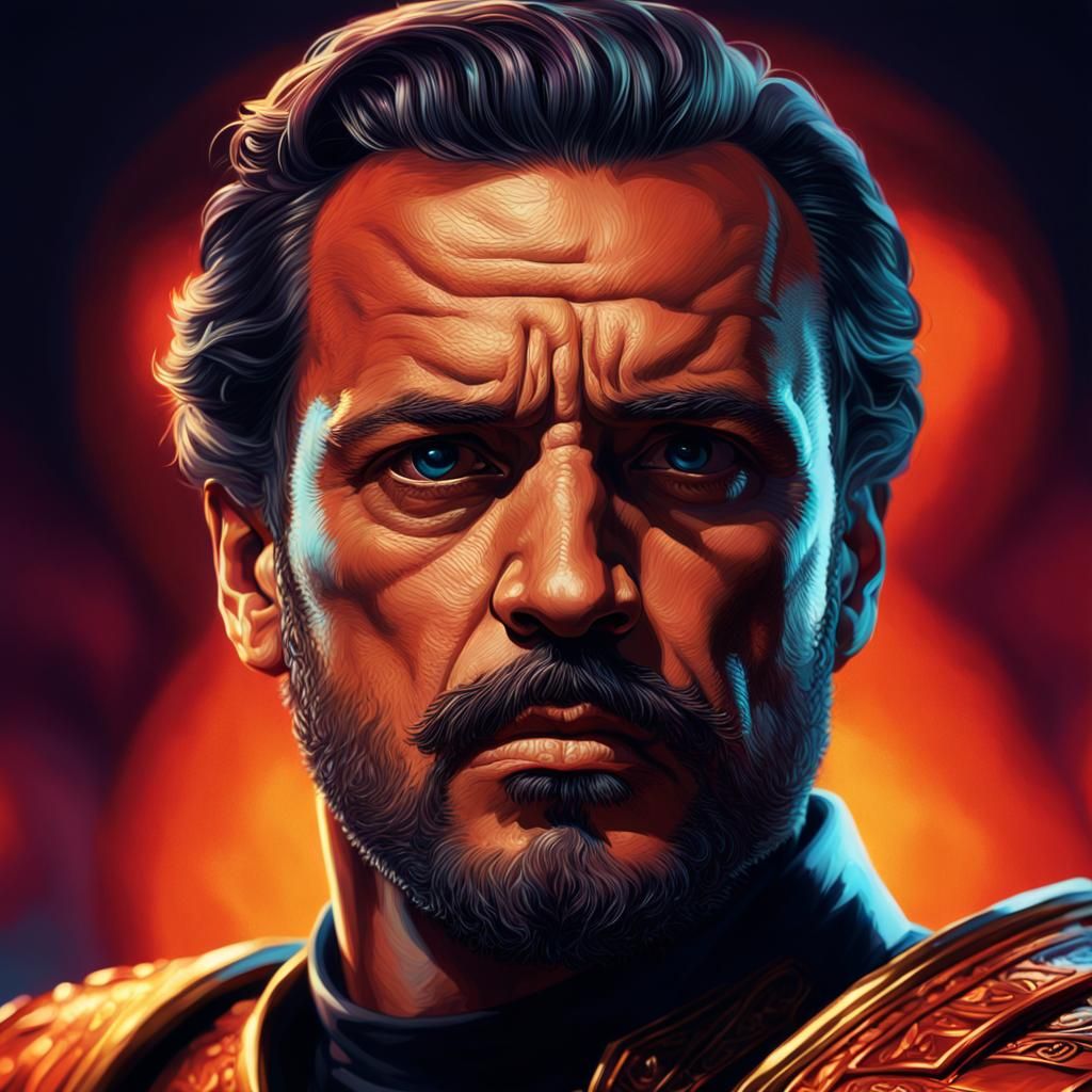 Intense Portrait with Dramatic Lighting and Vivid Colors