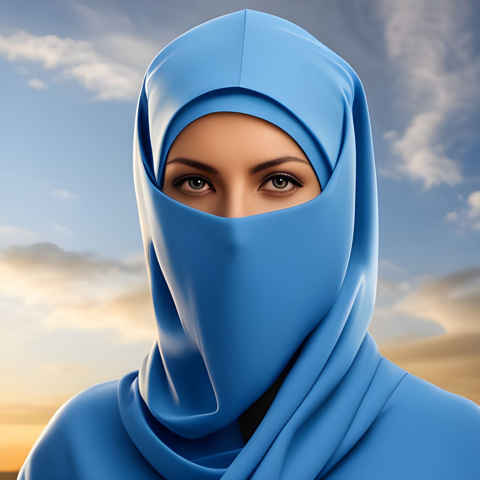 Hyperrealistic Portrait of Woman Wearing Niqab