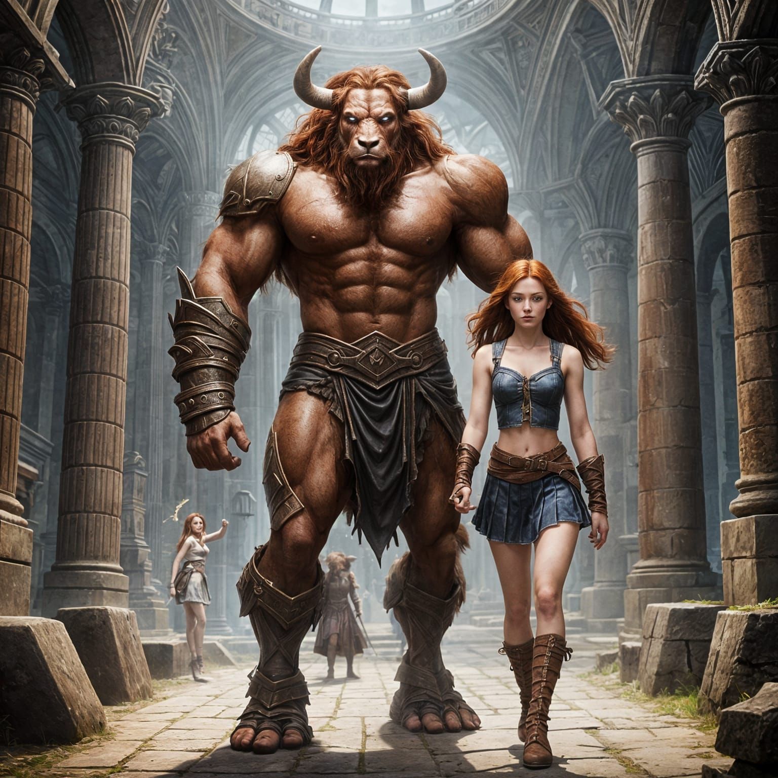 Mystical Minotaur Connects with Fiery Redhead in Intimate Bo...