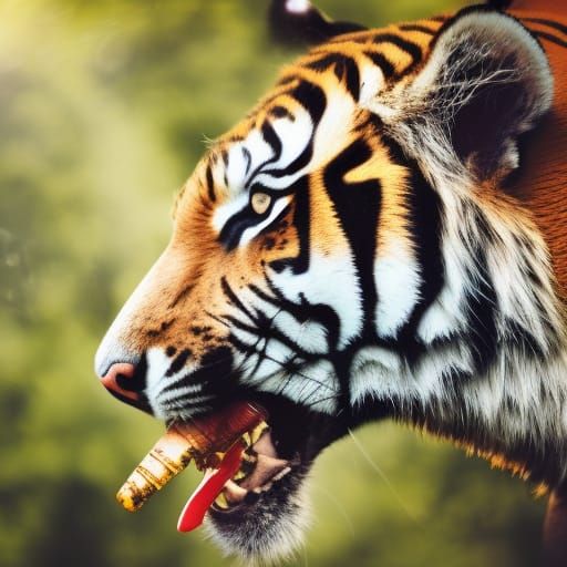 Tiger Licking Horse in Natural Light Photography