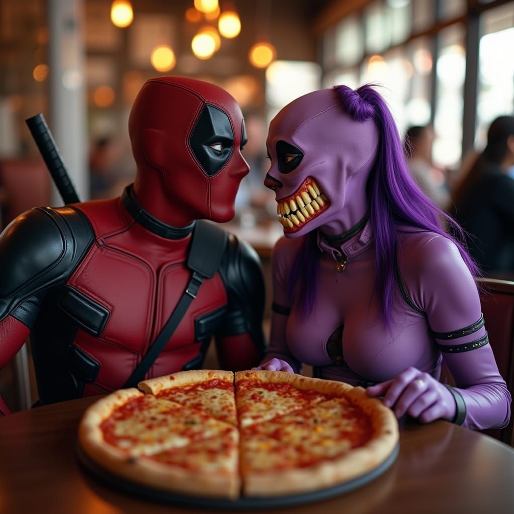 Deadpool and Mileena on a Date, Photographic Style