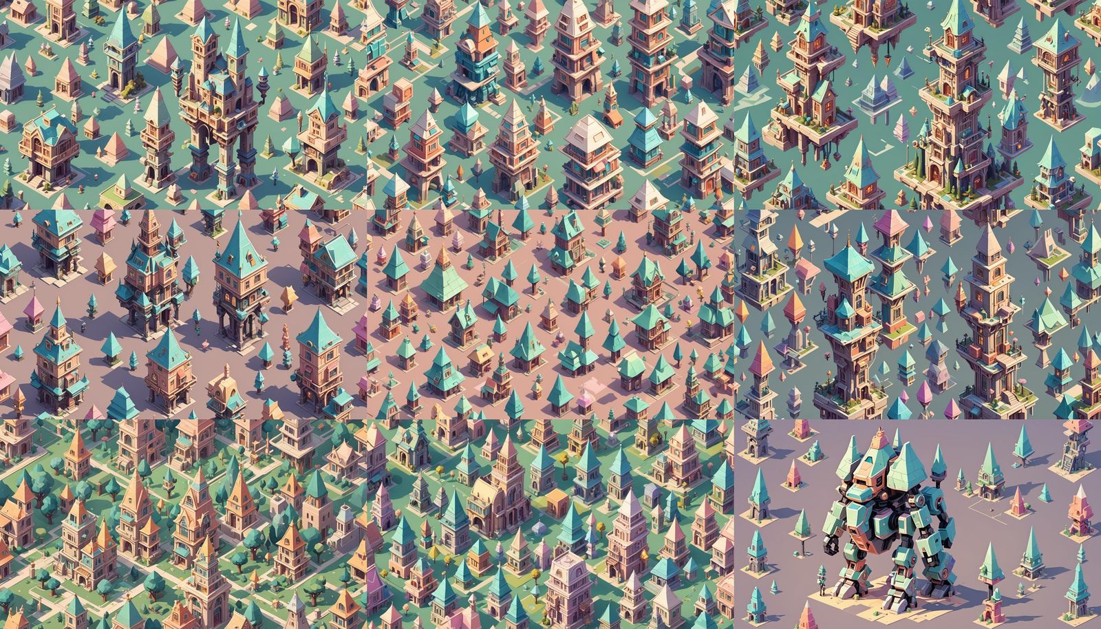 Arcane Construct: Hand-Drawn Low-Poly Concept Art