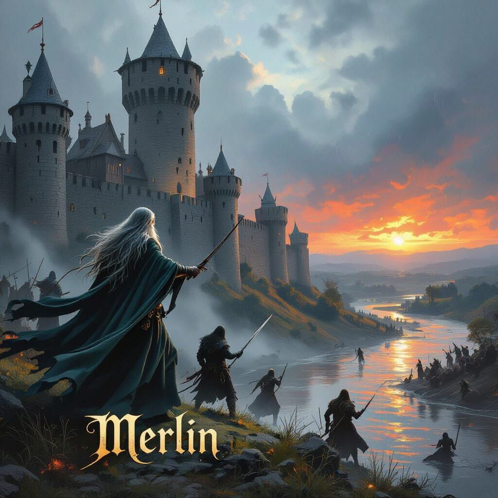 Merlin Defends Castle Walls in Epic Gothic Battle
