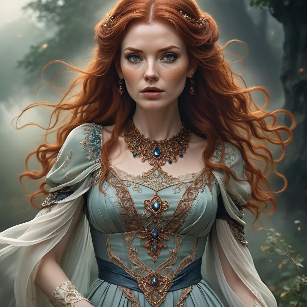 Eerie Forest Portrait of Woman in Glowing Slime