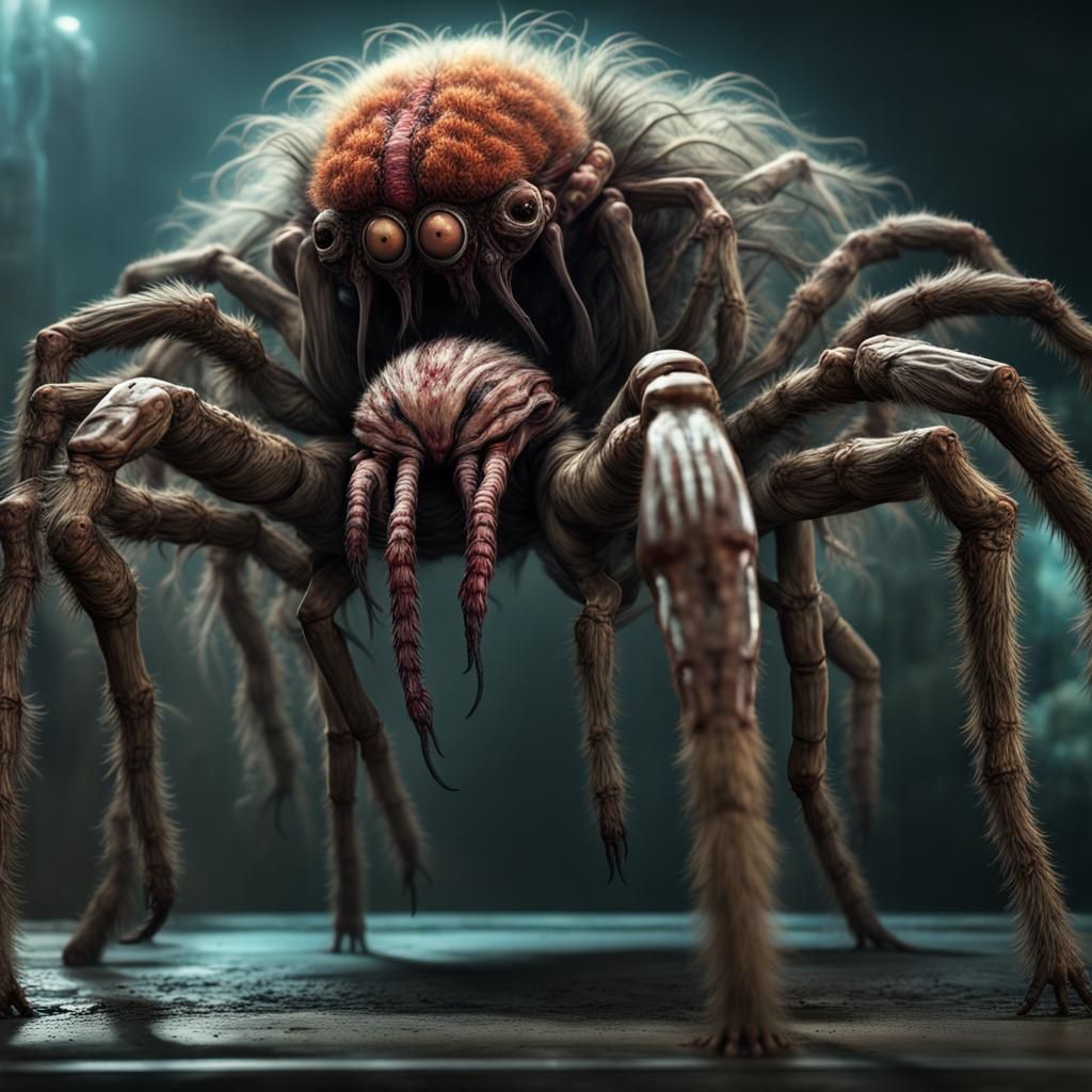 Alien Tarantula Hybrid Creature in HR Giger Style