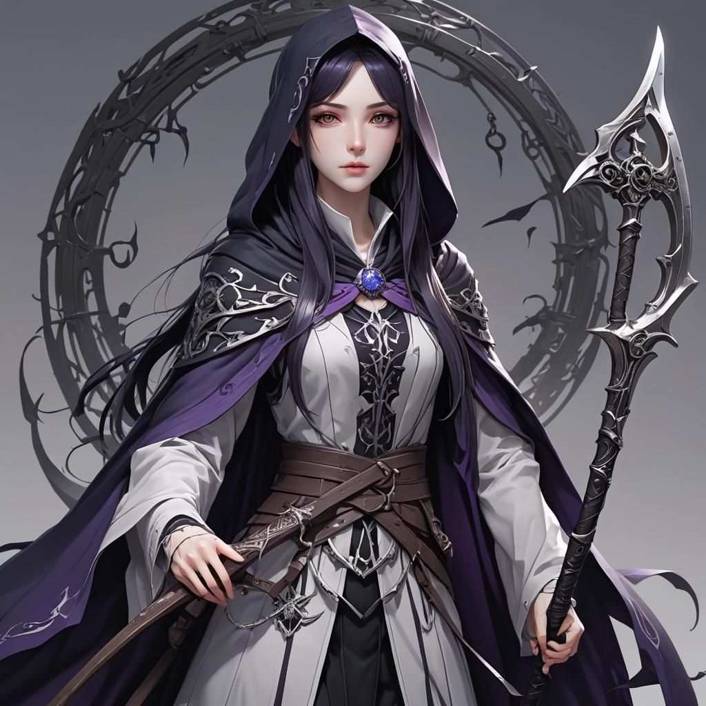 Anime Grim Reaper Apprentice with Shadow Cloak