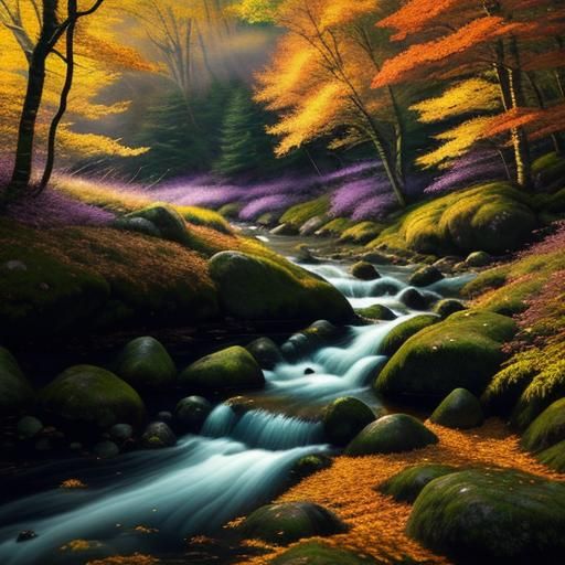 Autumn Glade Landscape Painting in Impressionist Style