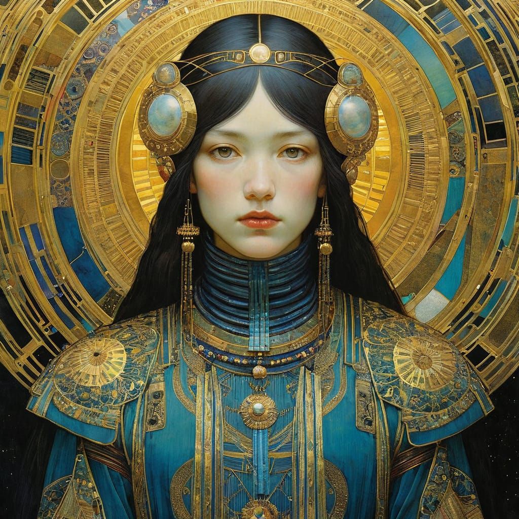 Abstract Figure in Klimt-Inspired Art Nouveau Style