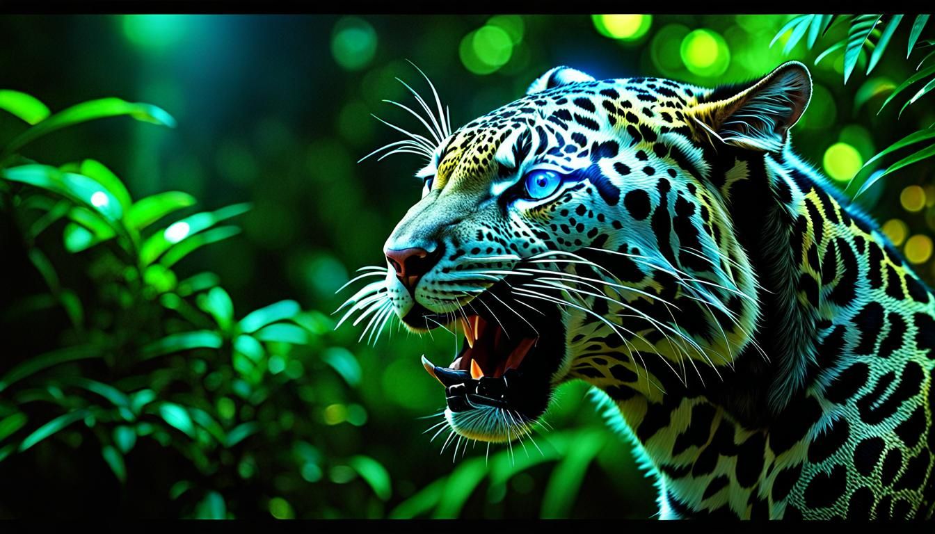 Dark Jungle Cheetah Energized in Nuclearpunk Style