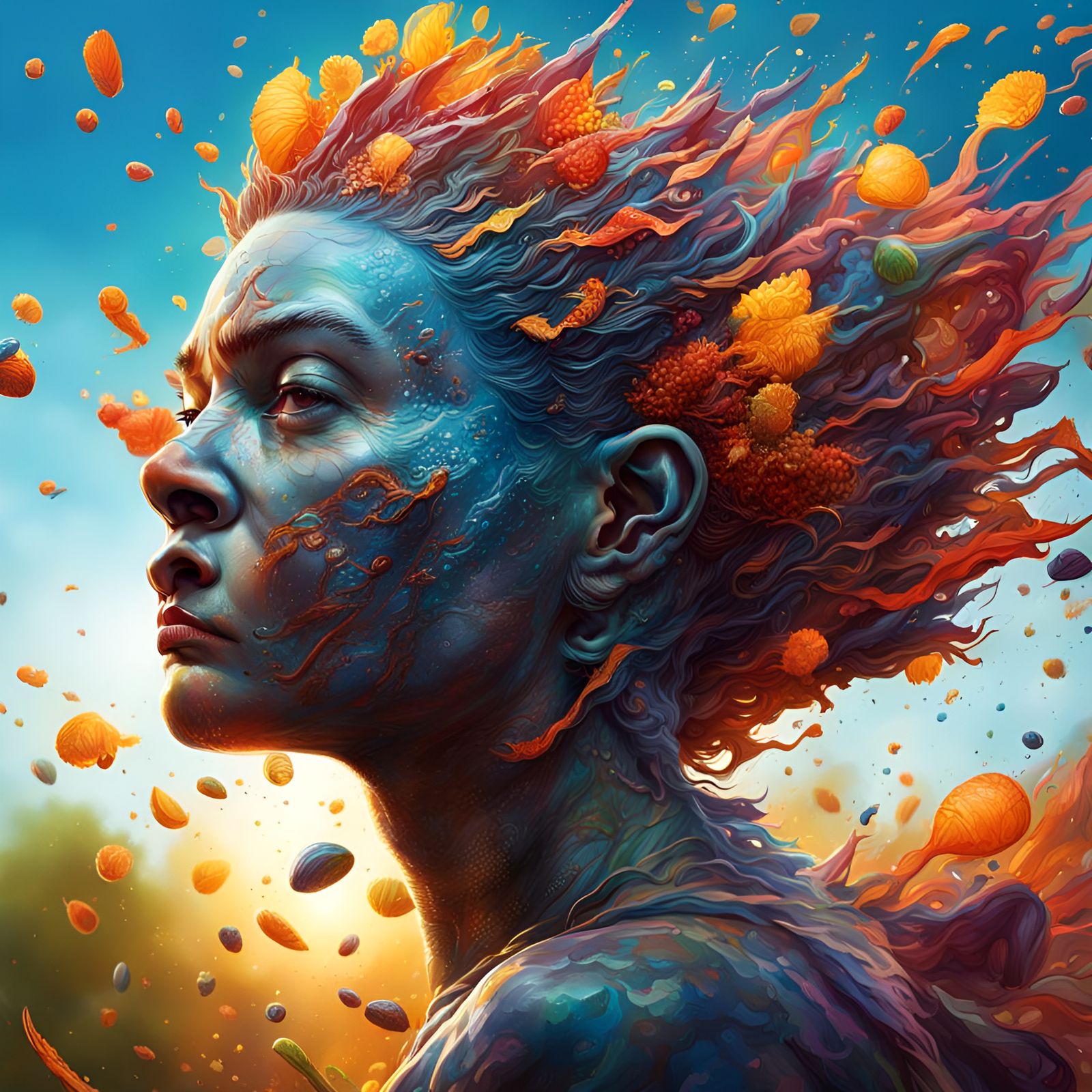 Hyperrealistic Splash Art of Nature's Metamorphosis