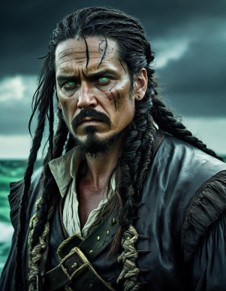 Brooding Pirate Captain Scans Stormy Horizon
