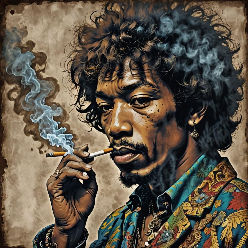 Jimi Hendrix Smoking: A Pop Art Portrait