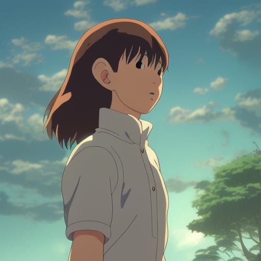 Earthworm Human in Studio Ghibli Anime Style