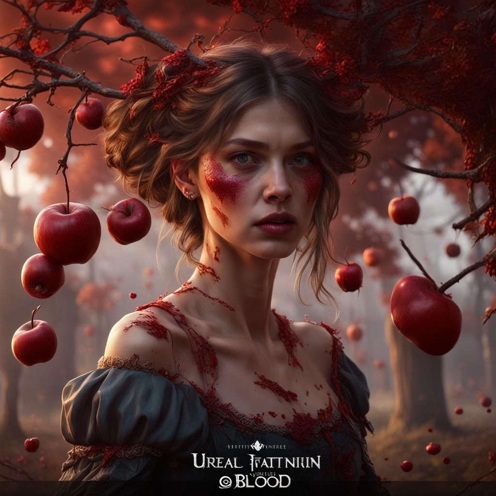 Fantastical Girl in a World of Red: Detailed Matte Painting