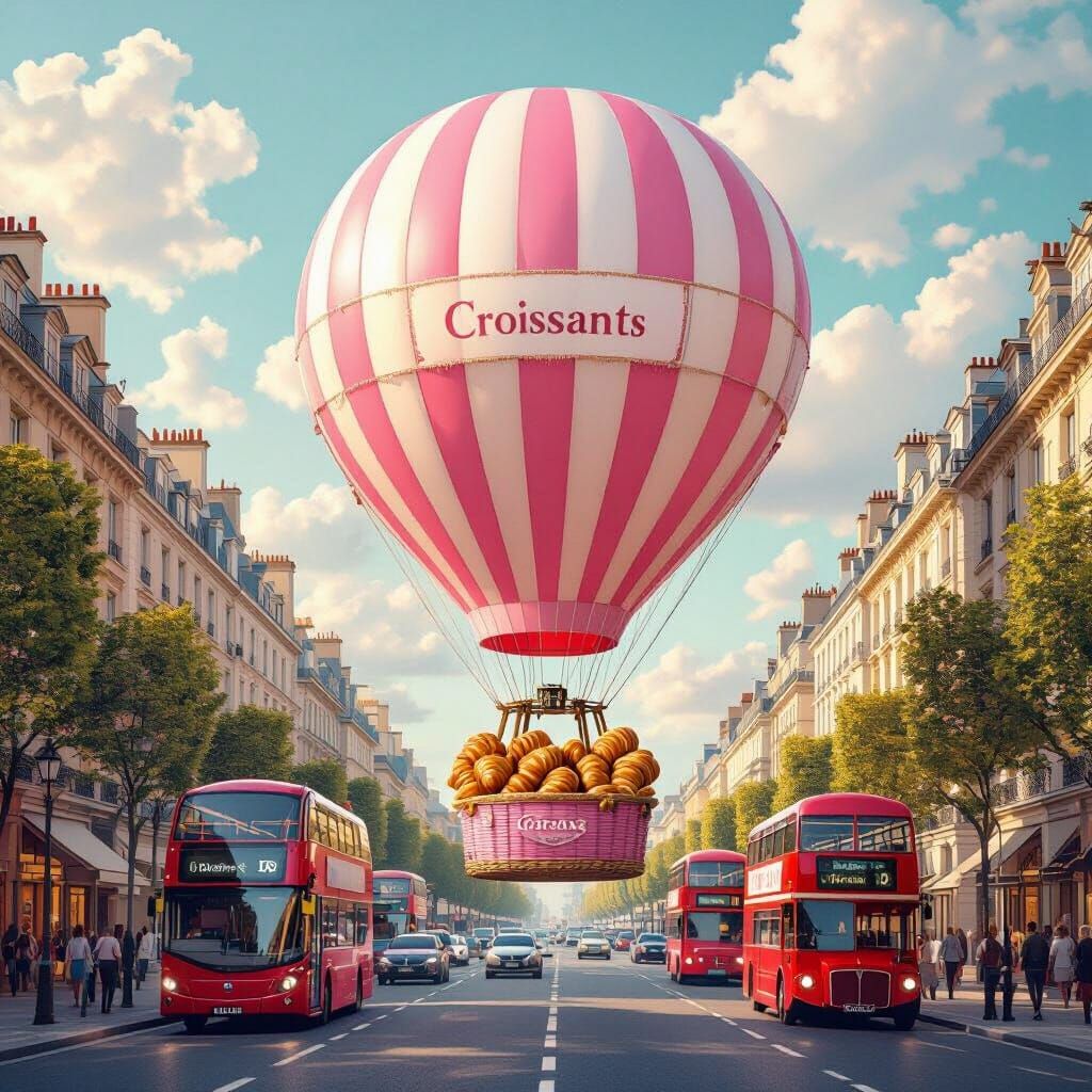 Giant Croissant Balloon Over European Avenue