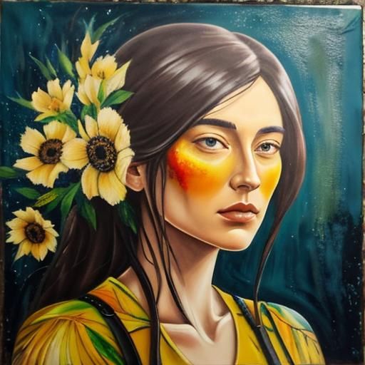 Abstract Encaustic Painting with Molten Wax Textures