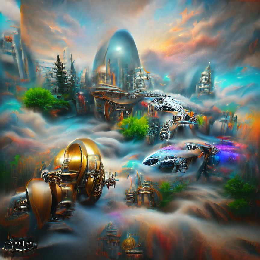 Steampunk Sci-Fi Digital Illustration in 3D