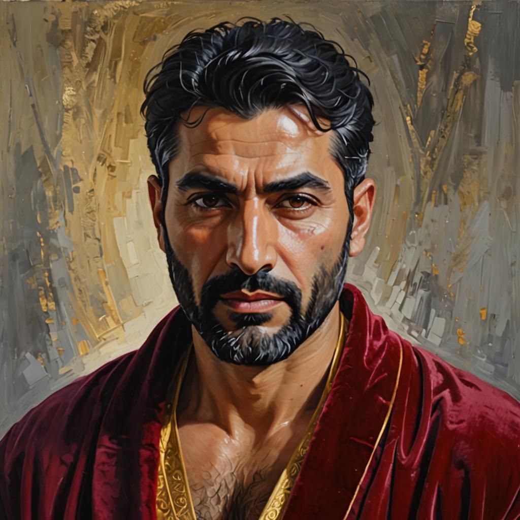 Expressionist Portrait of Man in Velvet Robe