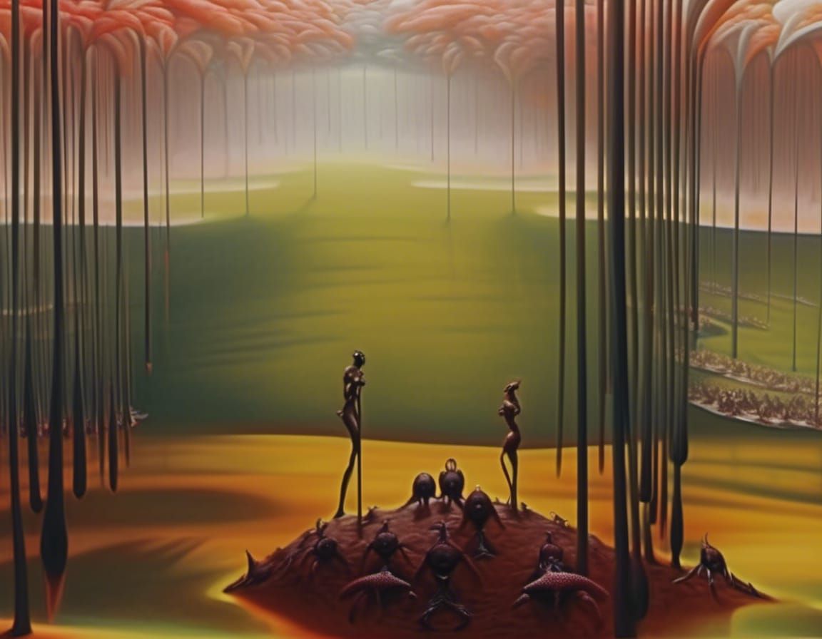 Abstract Alien Portrait in Bizarre Landscape