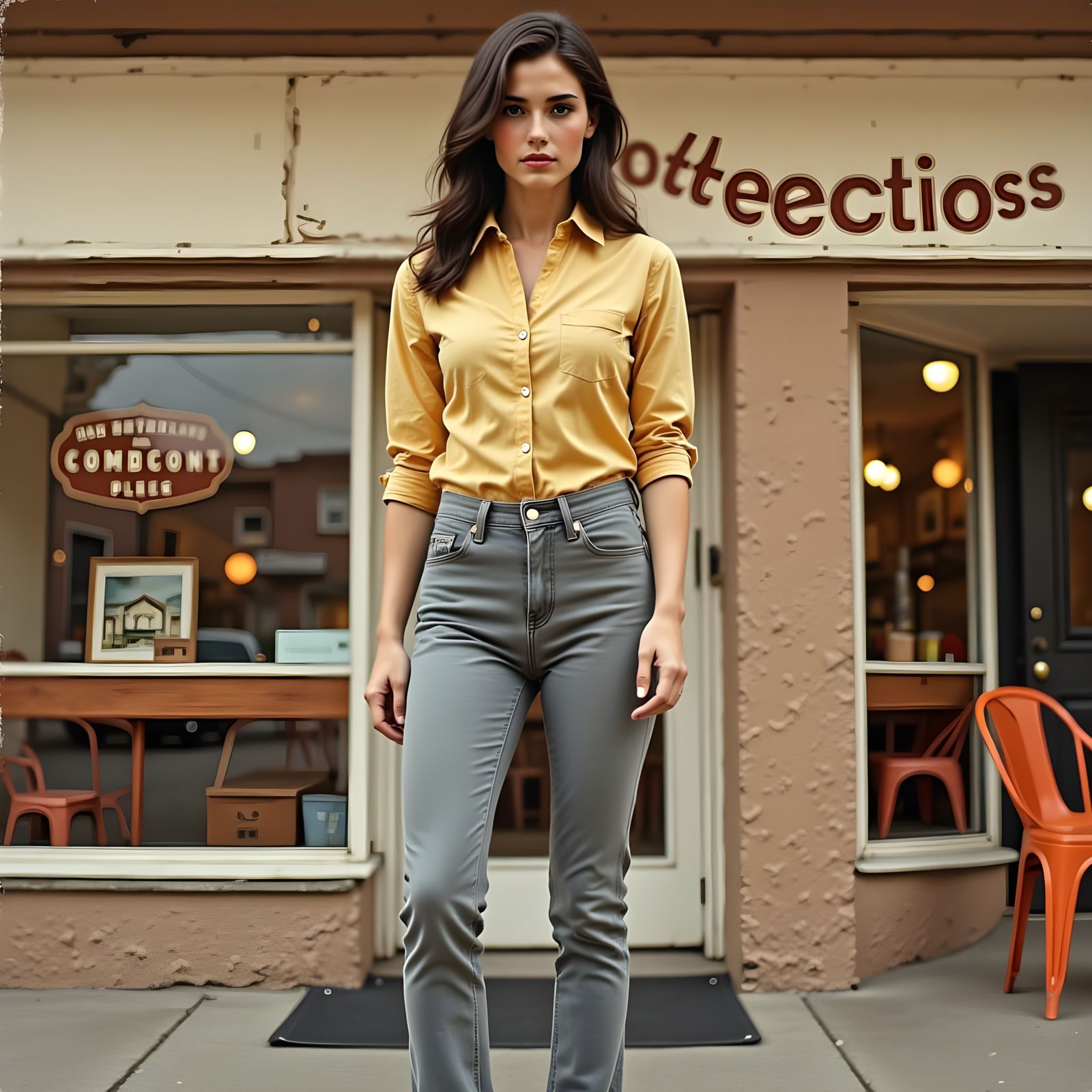 Vintage Portrait of Woman in 1970s Fashion