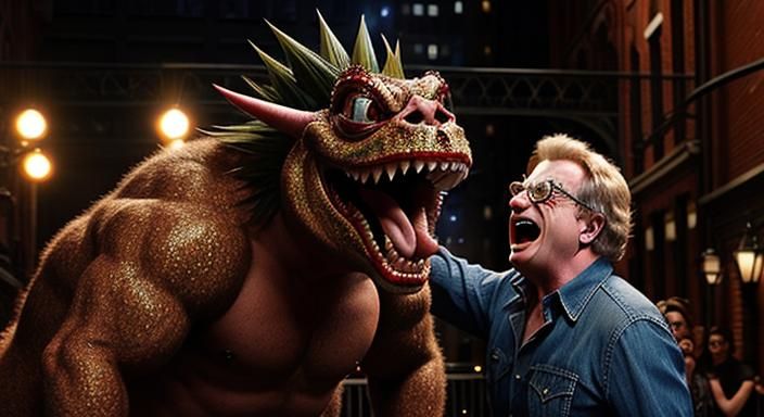 Jerry Springer getting monster lessons