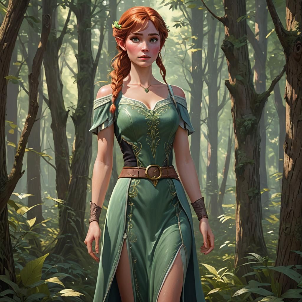 Anna as Elf Girl Portrait in Hyperdetailed Style