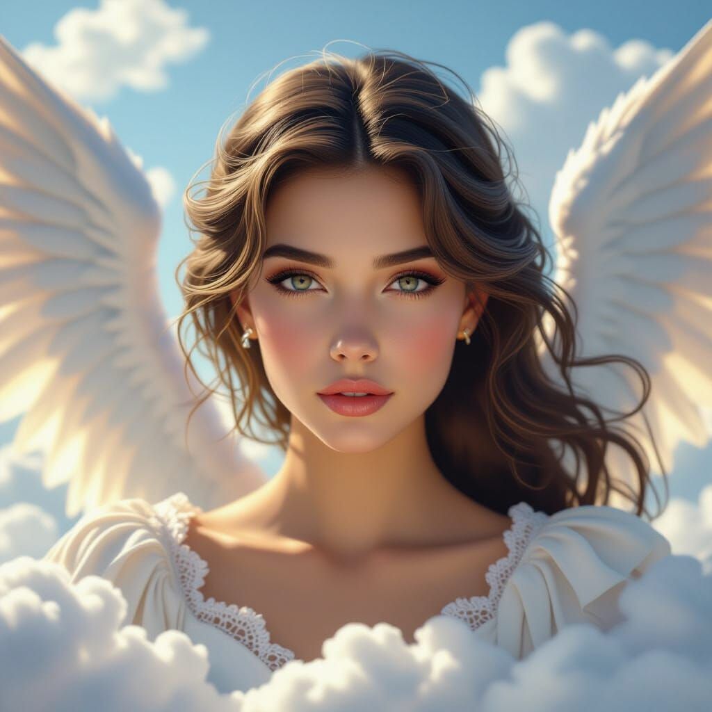Female Angel Portrait in Clouds