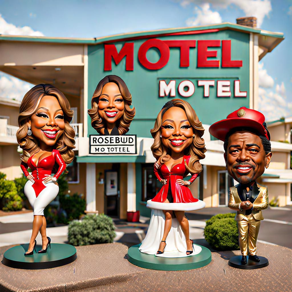 Mariah Carey bobble heads at the Rosebud Motel