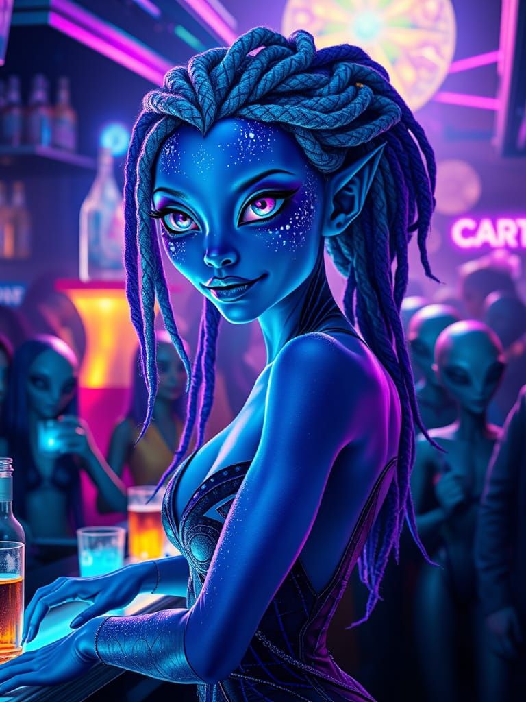 Galactic Goddess in Cyberpunk Style