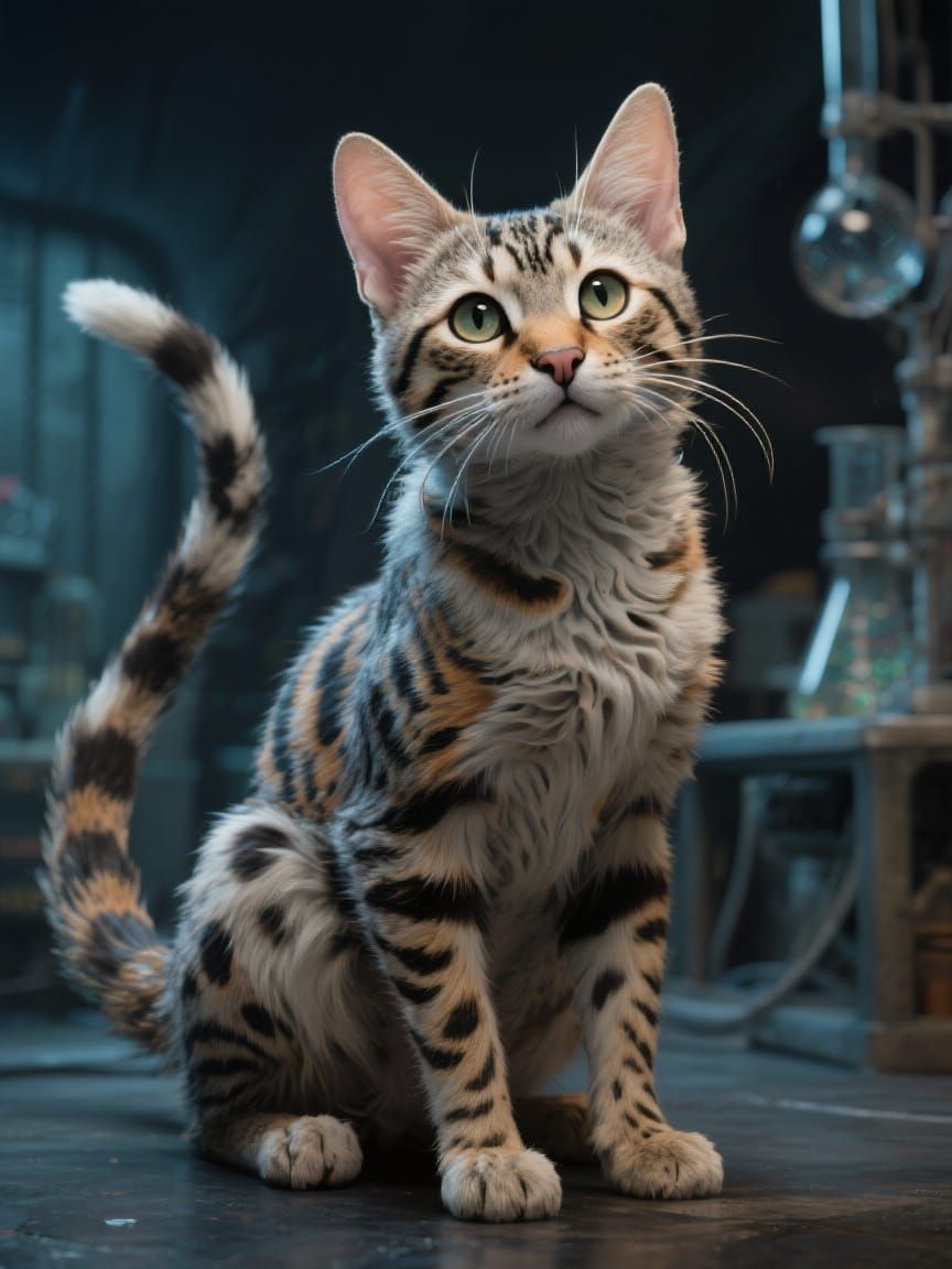 Adorable Cat-Dog Hybrid Pet in Fantasy Realism