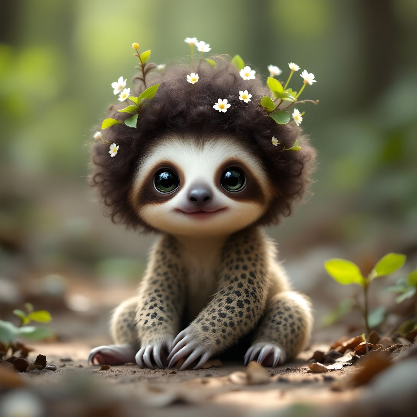 Adorable Baby Sloth on Forest Path