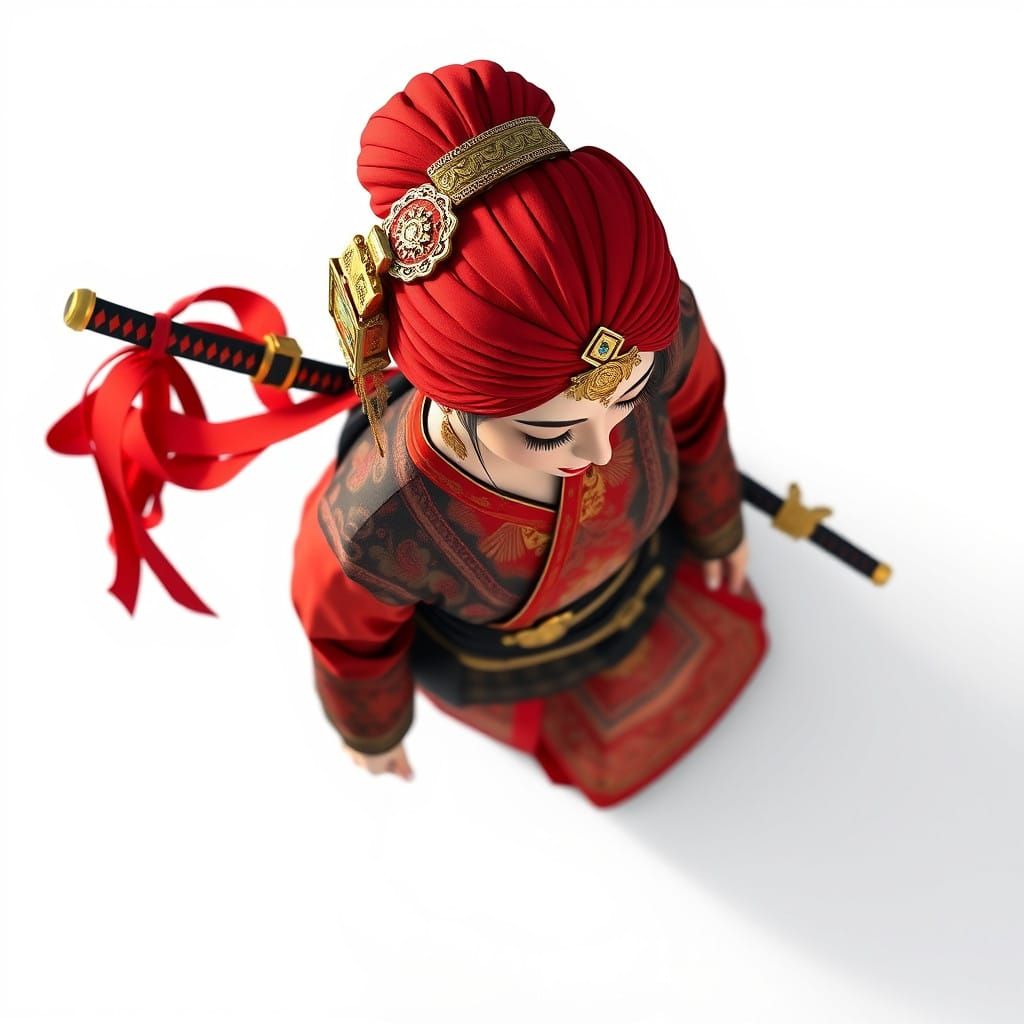 Woman in Traditional Asian Hanfu Attire, Tabletop RPG Token