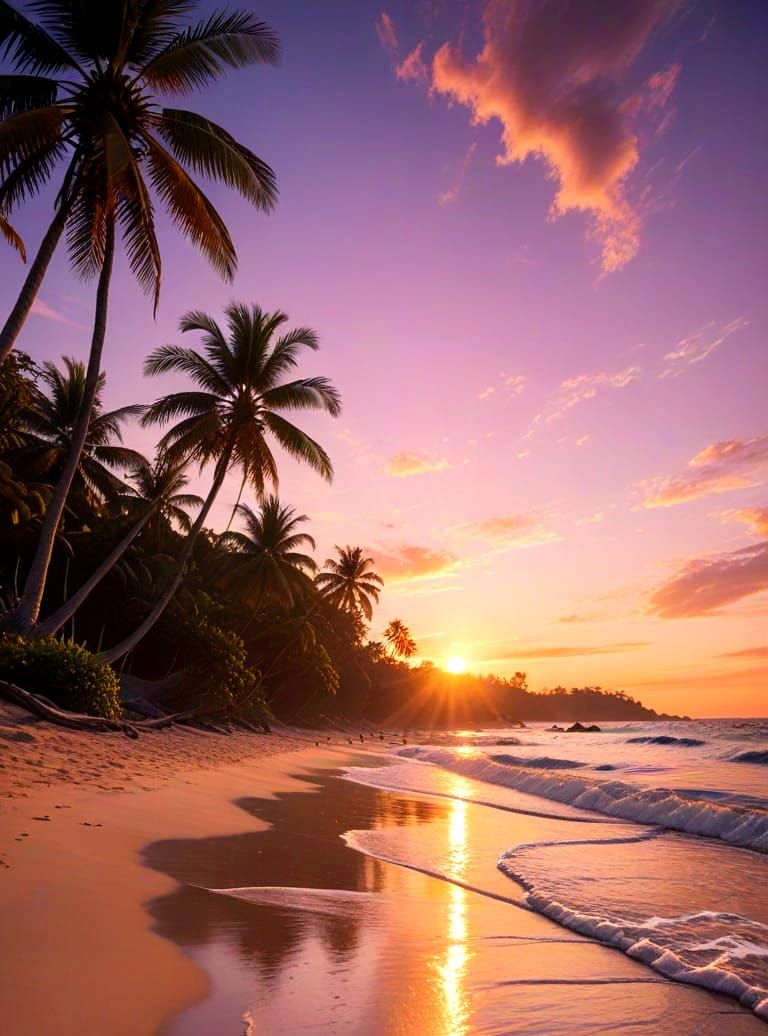 Empty beach at sunset