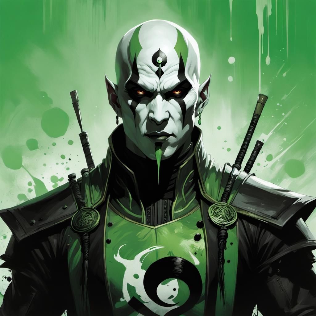Detailed Portrait of Quan Chi in Splash Art Style