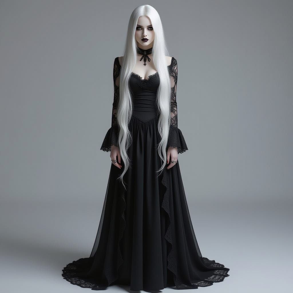 Gothic Woman Portrait with White Hair