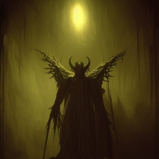 Dark Halloween Creature in Doré Style