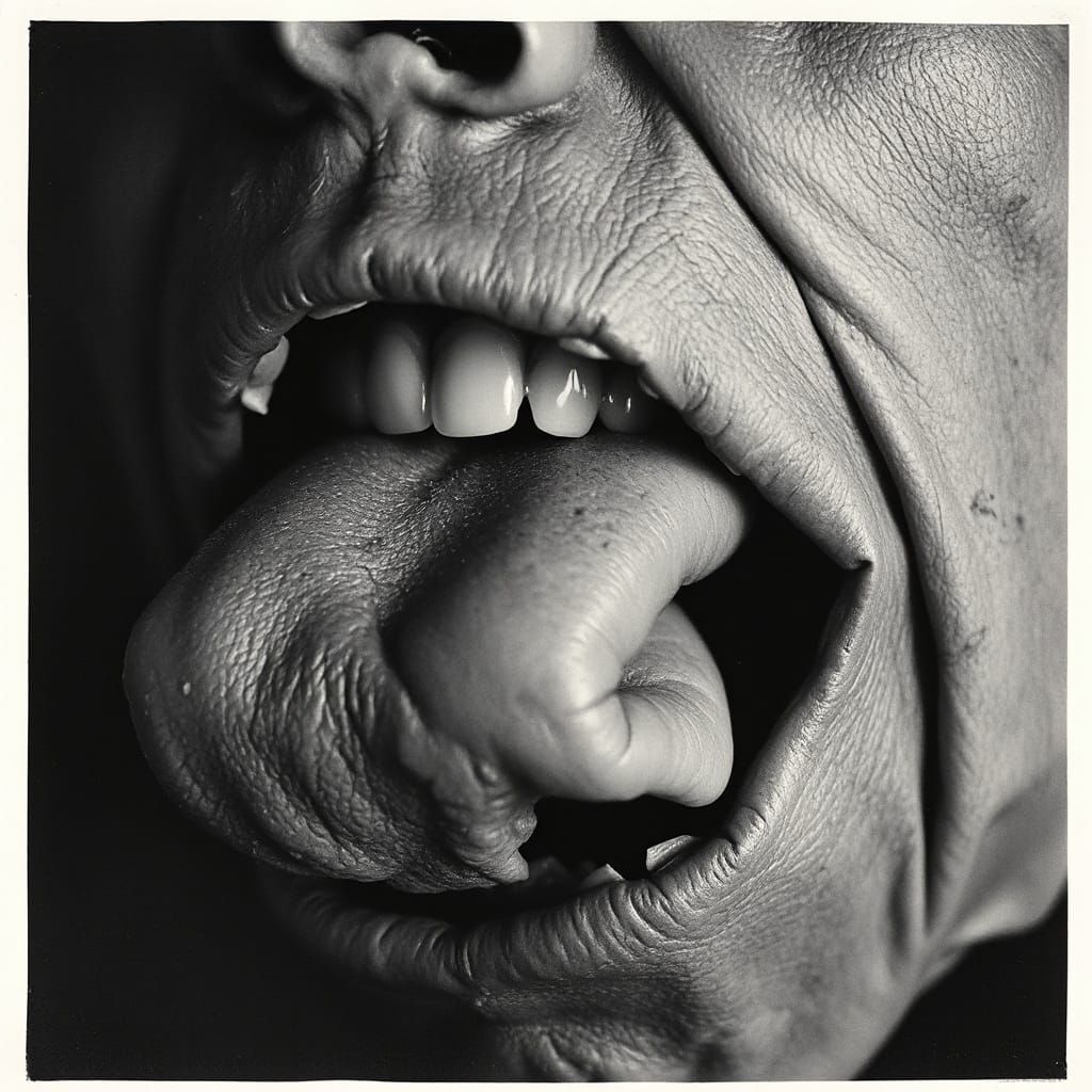 Disturbing Tongue Ailment in Surrealist Photogravure