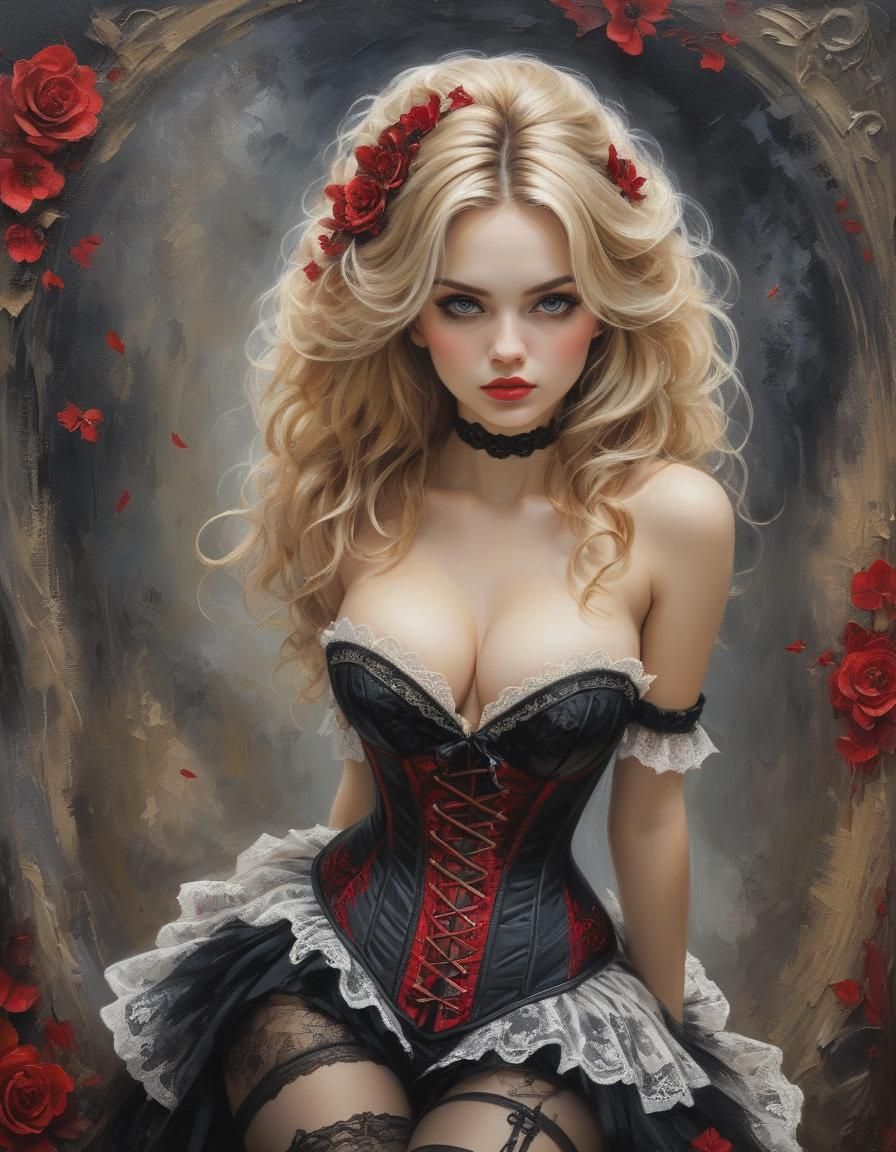 Fantasy Portrait of Woman in Impasto Oil Painting