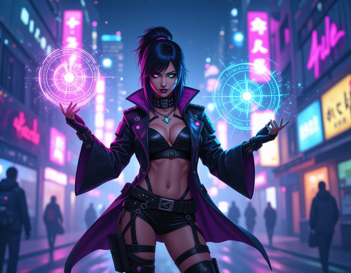 Cyberpunk Magical Artists Creating Digital Art